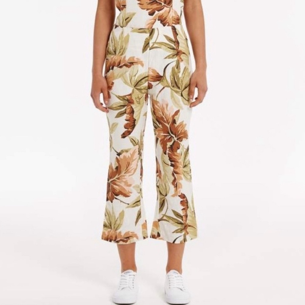 Zulu & Zephyr The Dusk Leaf Linen Cropped Pants - US Medium / AU 12
